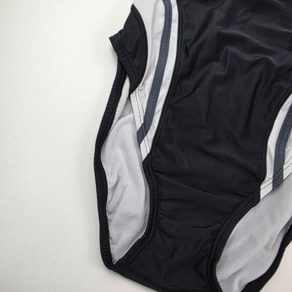 Speedo Womens Black White Racerback One-Piece Swimsuit PowerFLEX Eco Size 8 - Picture 3 of 9